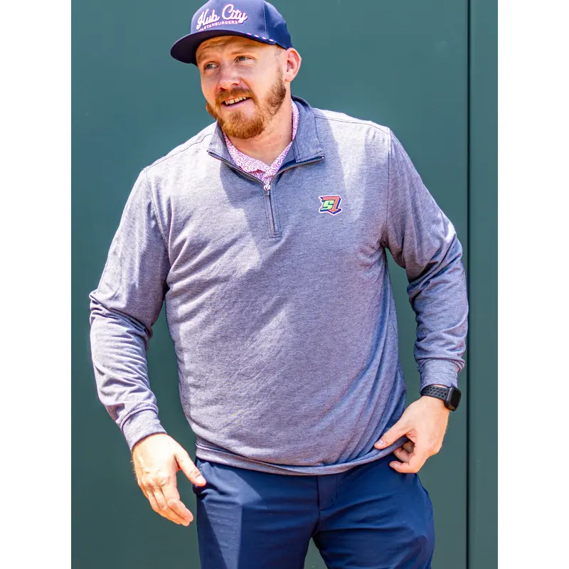 Men's Navy Stripe Butter Quarter Zip