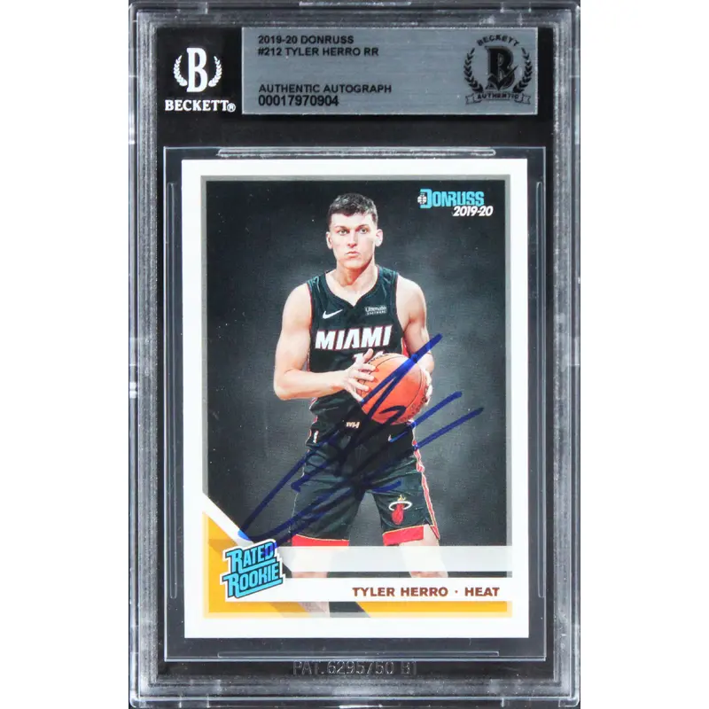 Heat Tyler Herro Authentic Signed 2019 Donruss #212 Rookie Card BAS Slabbed