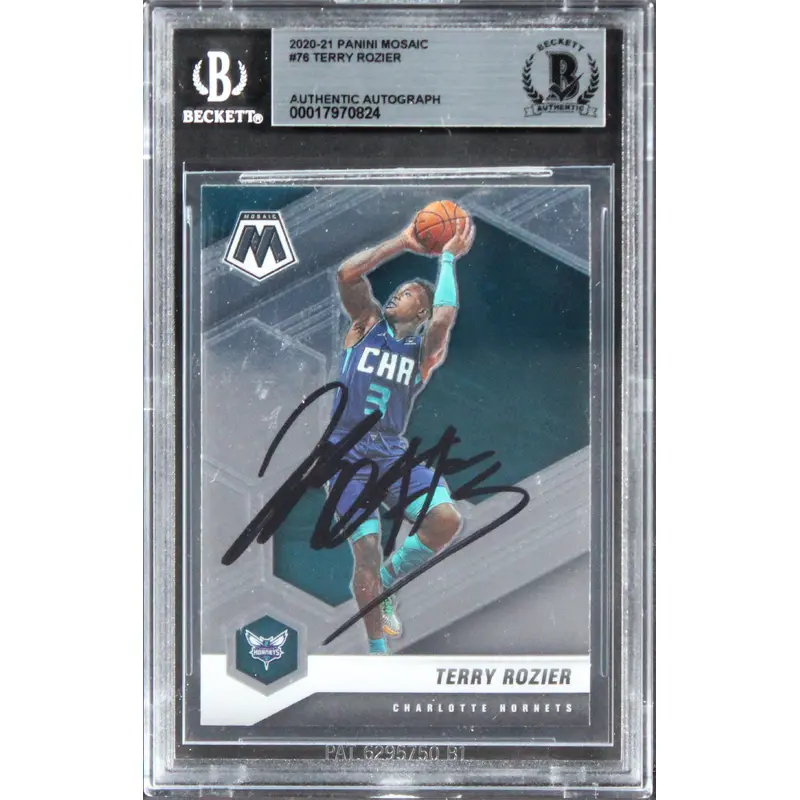 Hornets Terry Rozier Authentic Signed 2021 Panini Mosaic #76 Card BAS Slabbed