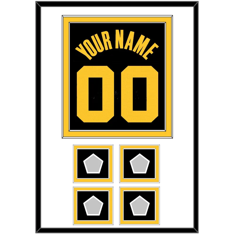 Golden State Name & Number With 4 Champions Patches - Black City (2021-2022) - Double Mat 2