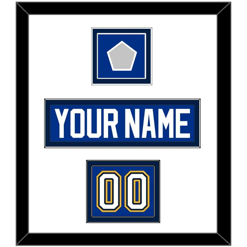St. Louis Nameplate, Number (Shoulder) & Stanley Cup Finals Patch - Home Blue - Double Mat 2