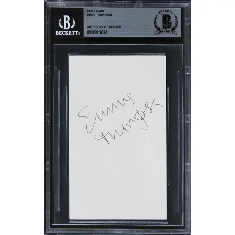 Emma Thompson The Tall Guy Authentic Signed 3x5 Index Card BAS Slabbed