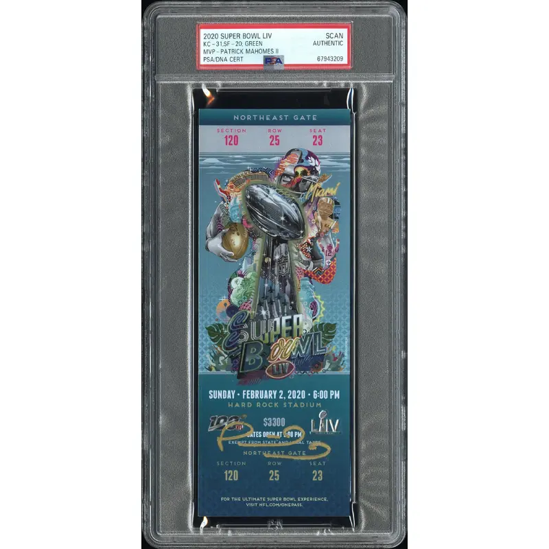 Patrick Mahomes 2020 Super Bowl Full Ticket Autograph PSA Auth