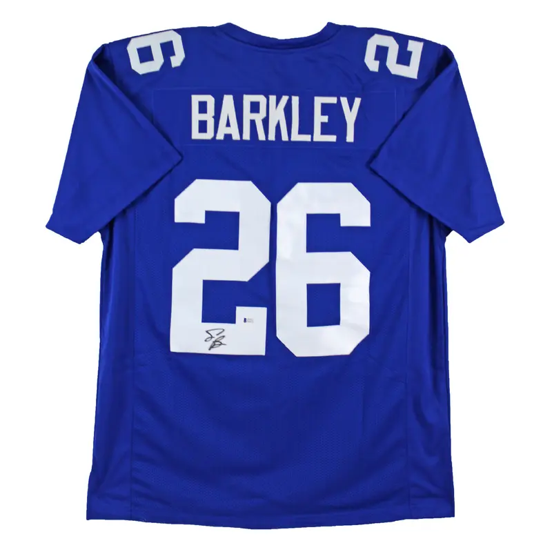 Saquon Barkley Authentic Signed Blue Pro Style Jersey Autographed BAS #E12731