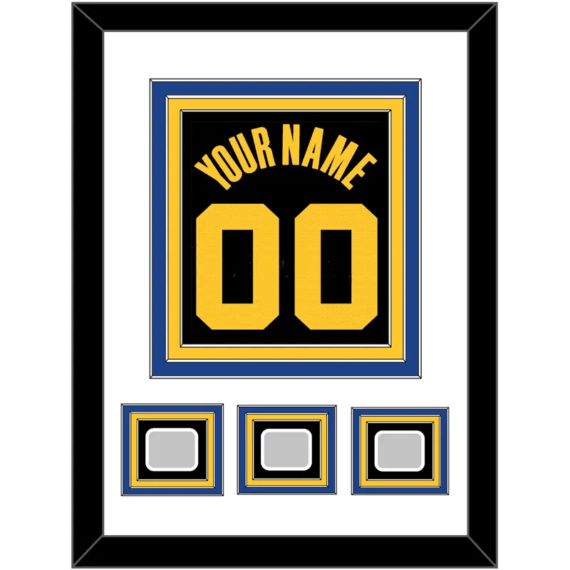 Golden State Name & Number With 3 Champions Patches - Black City (2021-2022) - Triple Mat 1
