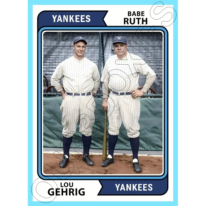 Babe Ruth Lou Gehrig 1974 Topps Custom Card - 4823