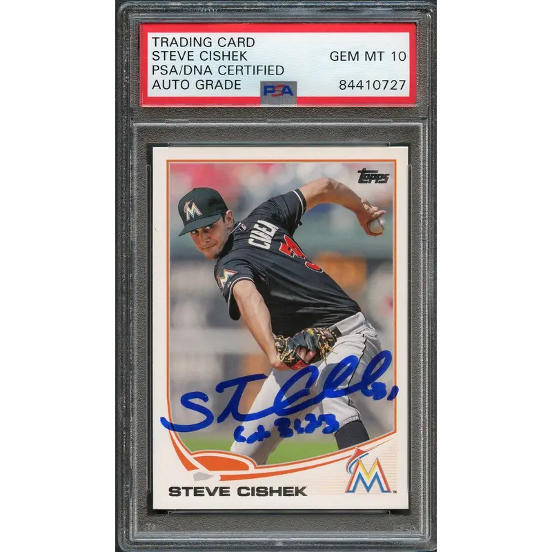 2013 Topps #621 Steve Cishek Signed Card PSA Slabbed Auto 10 Marlins