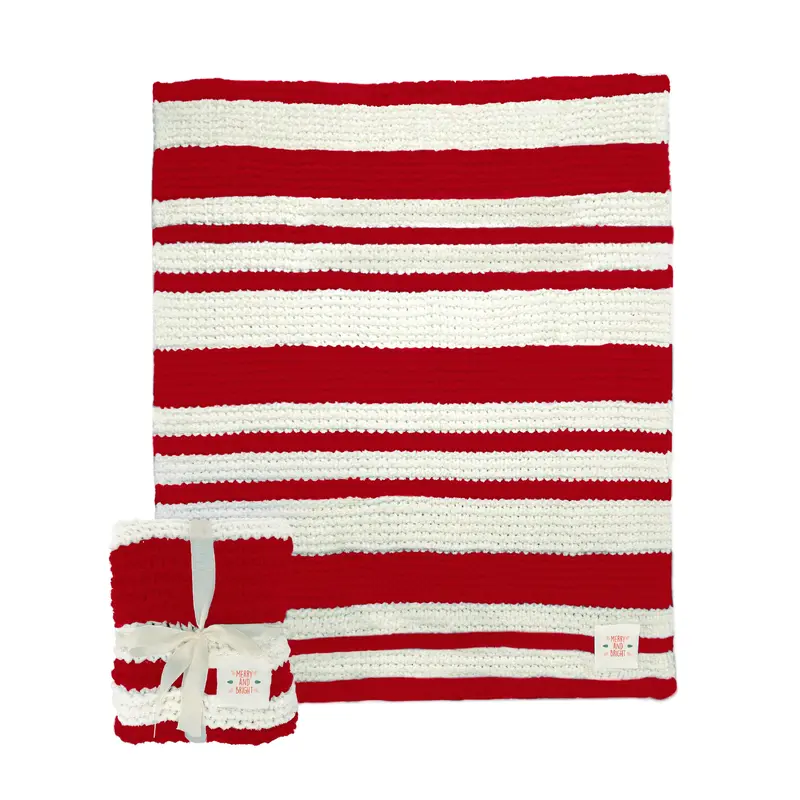 Christmas Merry and Bright Cable Knit Throw 50x60