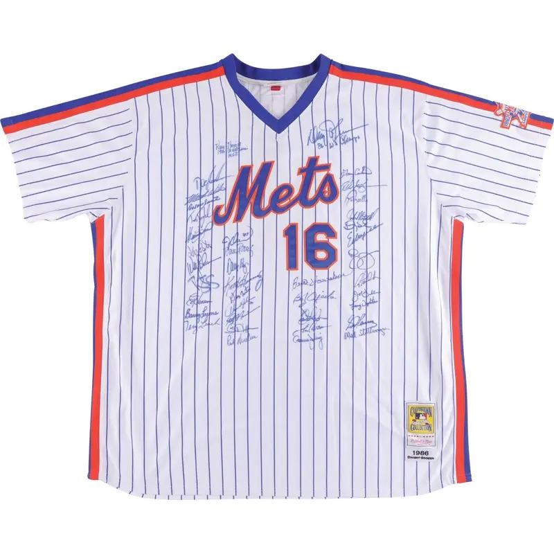 1986 New York Mets World Series Champs Team Signed Authentic Jersey JSA COA