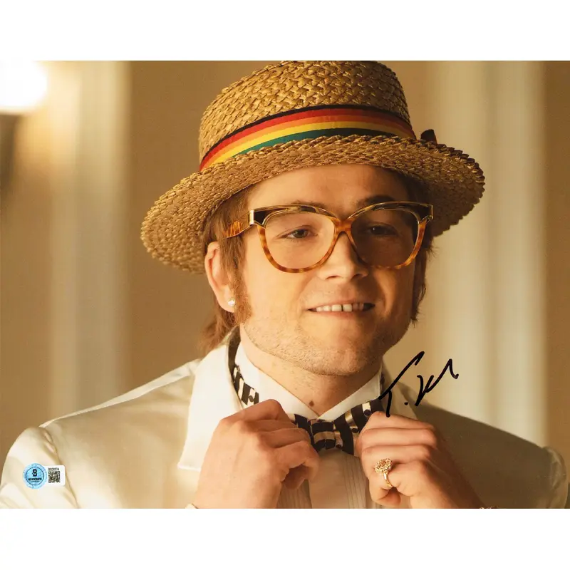 Taron Egerton Rocketman Authentic Signed 11x14 Horizontal Photo BAS #BS20574