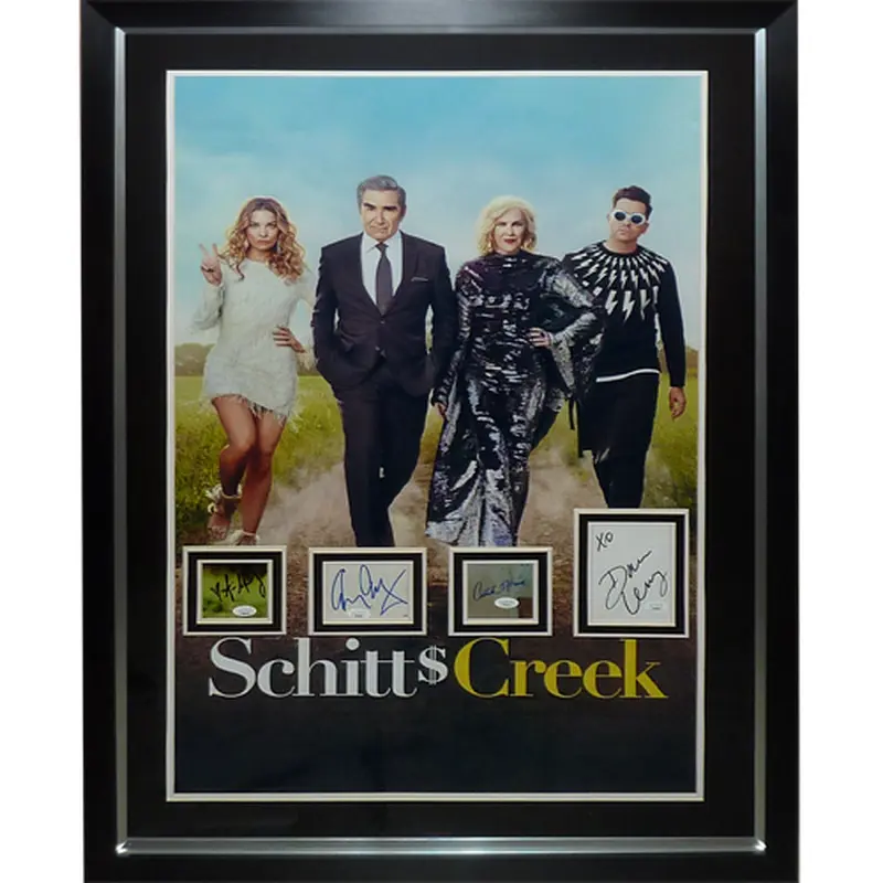 Schitt's Creek Full-Size TV Poster Deluxe Framed with All 4 Cast Autographs - JSA