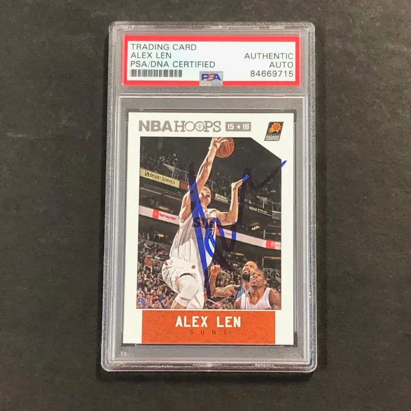 2015-16 NBA Hoops #75 Alex Len Signed Card AUTO PSA Slabbed Suns