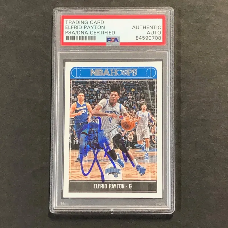 2017-18 NBA Hoops #115 Elfrid Payton Signed Card AUTO PSA/DNA Slabbed Magic