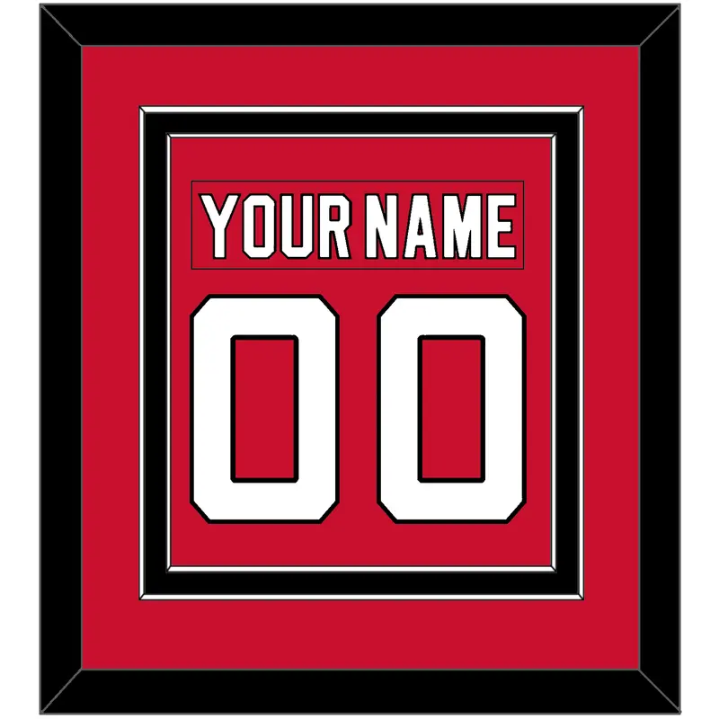 New Jersey Nameplate & Number (Back) Combined - Road Red (1992-2007) - Double Mat 2