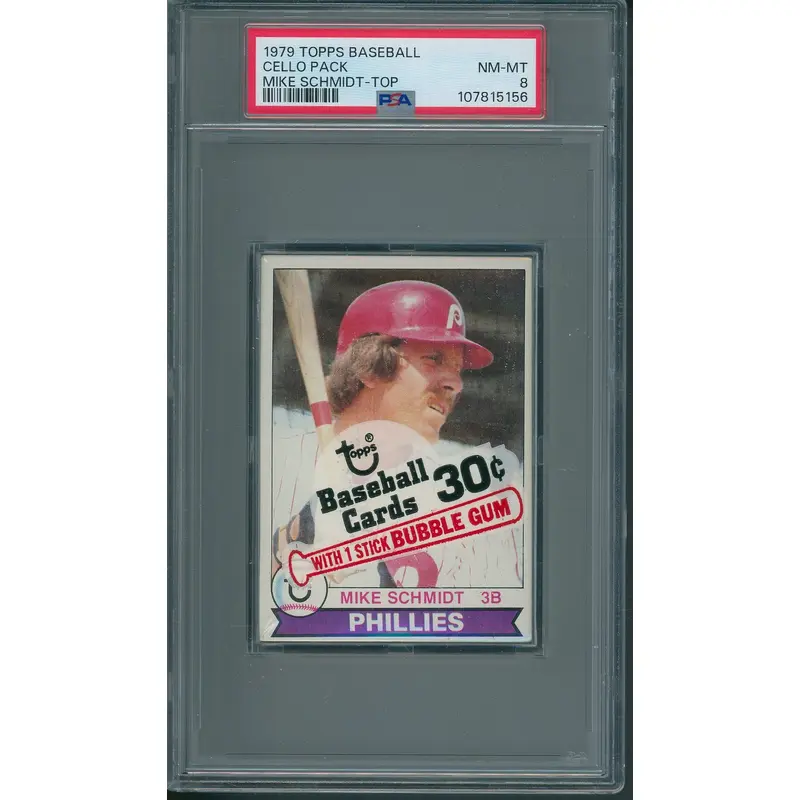 1979 Topps Baseball Unopened Cello Pack PSA 8 Schmidt Top *5156