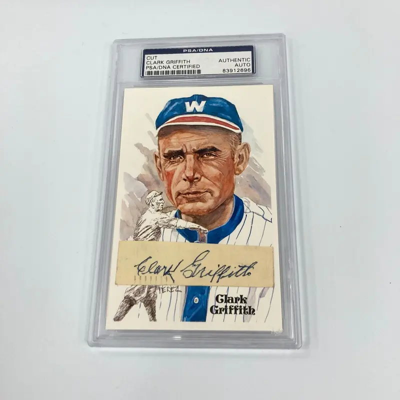 Clark Griffith Signed Hall Of Fame Perez Steele Postcard Cut Signature PSA DNA