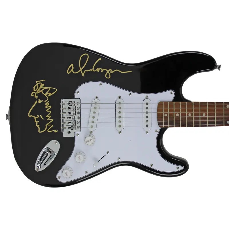 Alice Cooper Signed Black Electric Guitar w/ Self Portrait Sketch BAS #WC91083