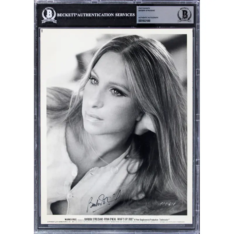 Barbra Streisand What's Up, Doc? Authentic Signed 8x10 Promp Photo BAS Slabbed
