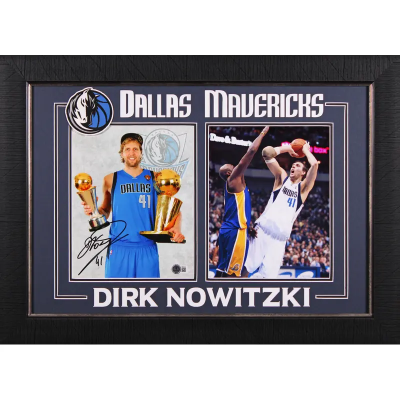 Mavericks Dirk Nowitzki Authentic Signed 8x10 Framed Photo BAS #BR54815