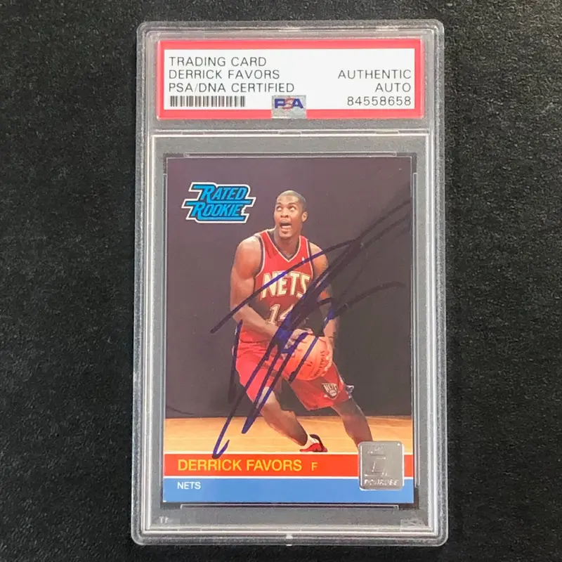2010-11 Donruss Rated Rookie #230 Derrick Favors Signed Card AUTO PSA Slabbed Nets