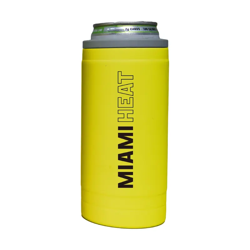 Miami Heat 12oz Cru Stacked Soft Touch Slim Coolie