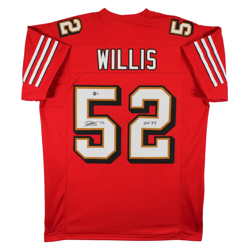 Patrick Willis "HOF 24" Signed Red Pro Style Jersey w/ Dropshadow BAS Witness 2