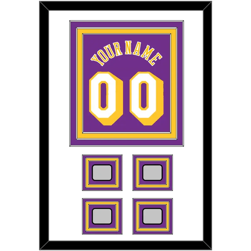 Los Angeles Name & Number With 4 Trophy Patches - Road Purple (1978-1997) - Triple Mat 1