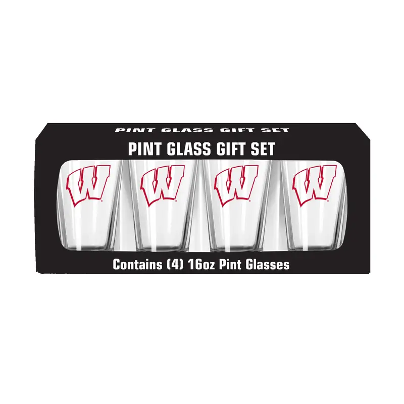 Wisconsin 16oz Gameday Pint Glass 4 Pack