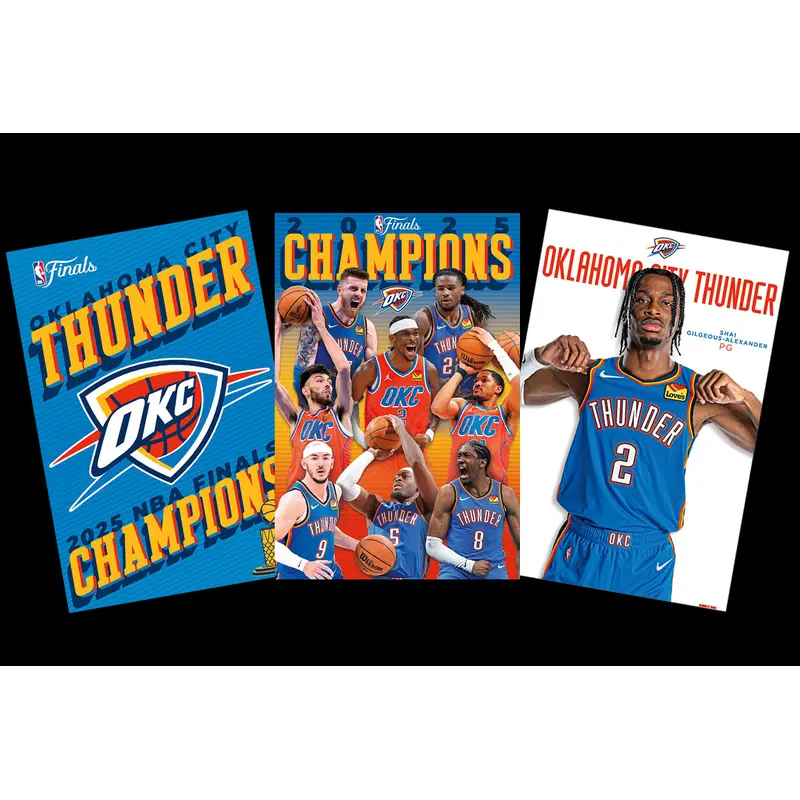 COMBO: Oklahoma City Thunder NBA Champions 2025 Official Commemorative 3-Poster Set