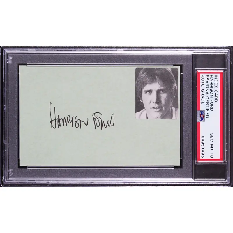 Harrison Ford Star Wars Signed 3x5 Index Card Auto Graded 10! PSA/DNA Slabbed