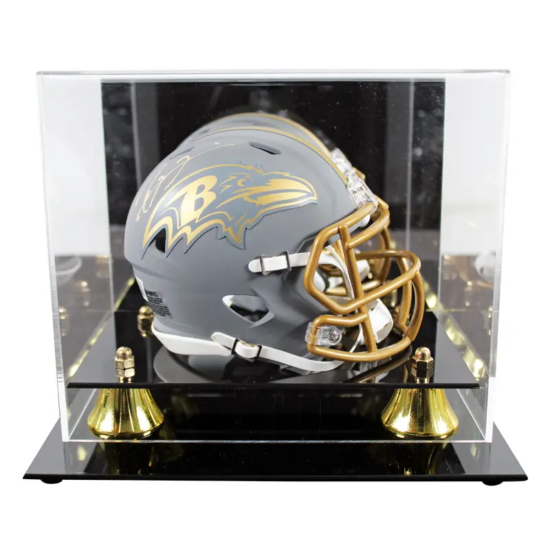 Ravens Ray Lewis Signed Slate Speed Mini Helmet W/ Case w/ Gold Sig BAS Witness