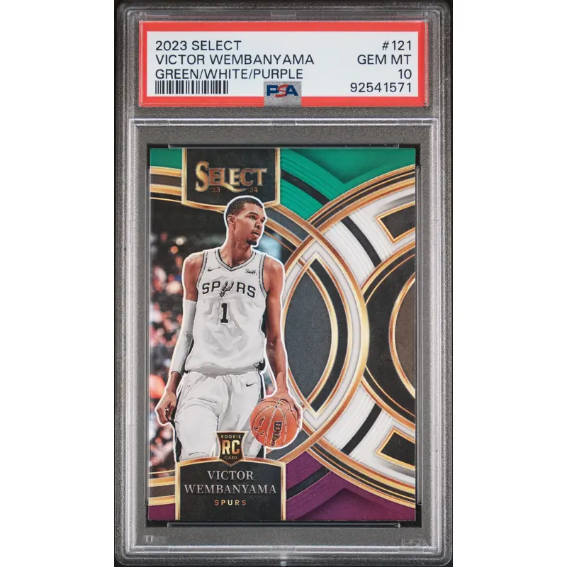 Victor Wembanyama 2023 Select #121 Green/White/Purple PSA 10 Gem Mint