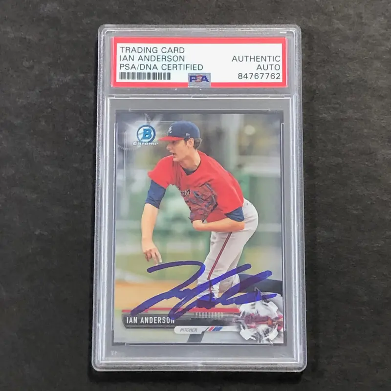 2017 Bowman Draft Chrome #BDC-156 Ian Anderson Signed Card Auto PSA Slabbed Braves