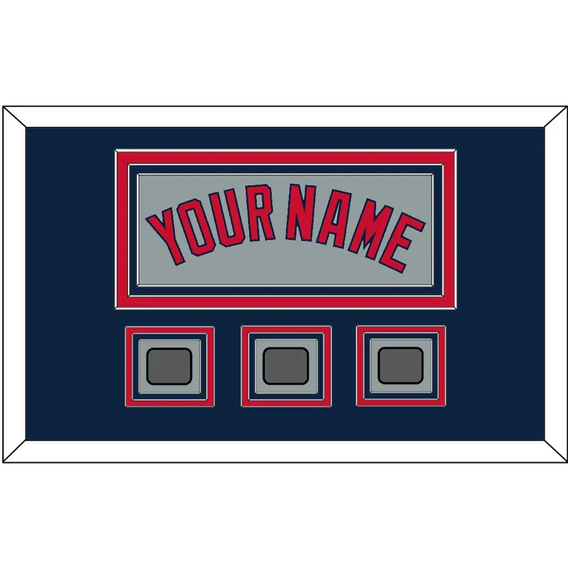 Boston Name & Three World Series Jersey Patches - Road Gray - Triple Mat 3