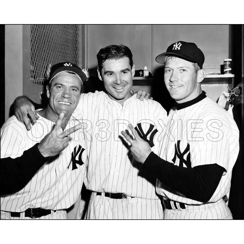 Mickey Mantle Hank Bauer 8X10 Photo - 1956 Yankees Tom Sturdivant - 1870