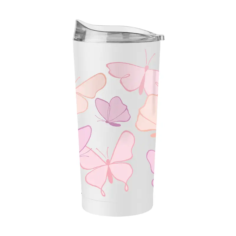 Spring 20oz Repeating Butterfly White Powder Coat Tumbler