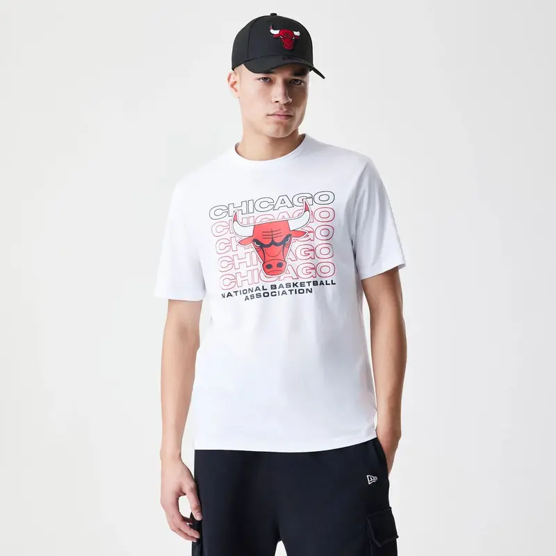 Chicago Bulls NBA Stack Wordmark White T-Shirt