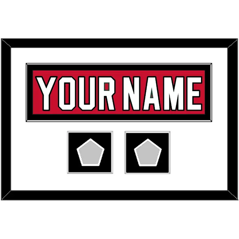 New Jersey Nameplate & 2 Stanley Cup Finals Patches - Road Red (1992-2007) - Single Mat 1
