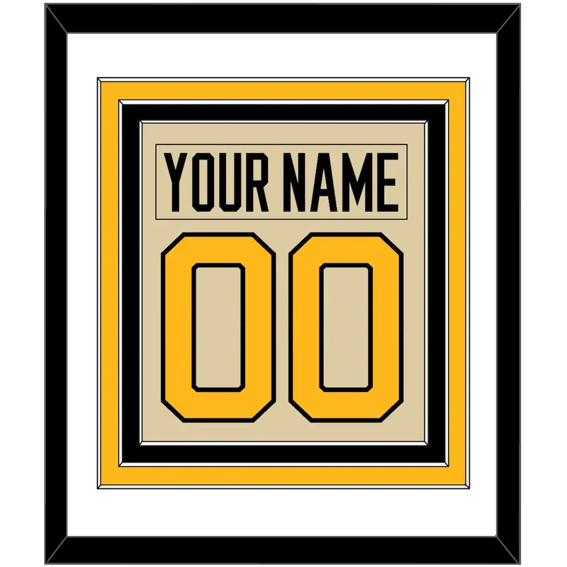 Pittsburgh Nameplate & Number (Back) Combined - 2023 Winter Classic Tan - Triple Mat 2