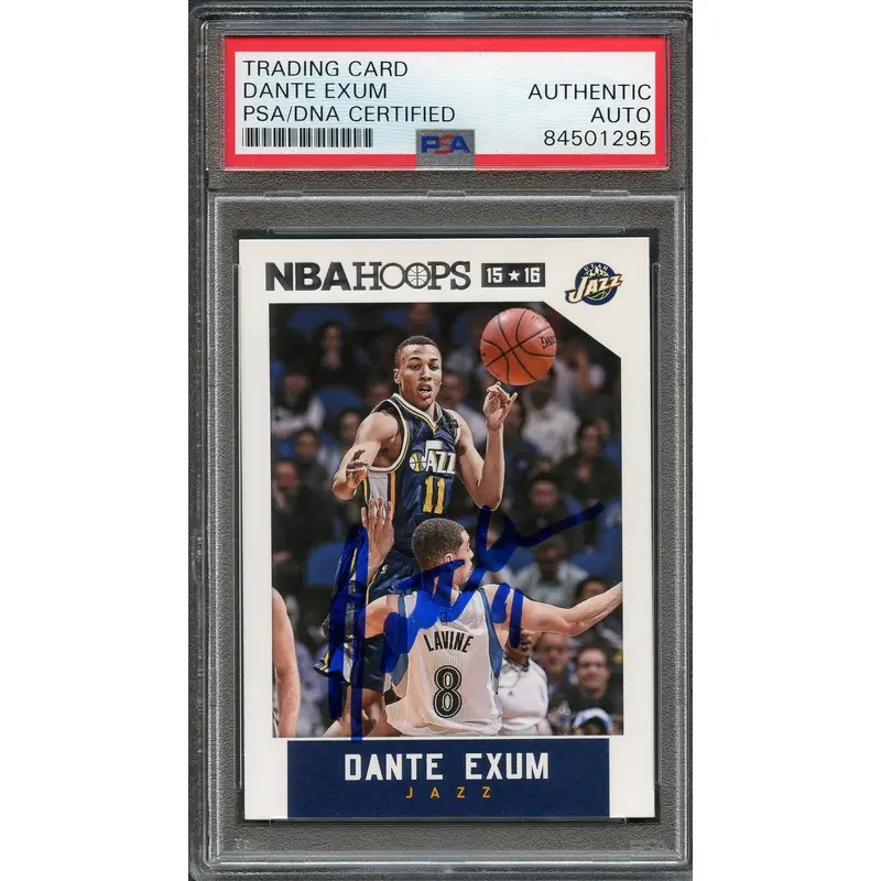 2015-16 NBA Hoops #9 Dante Exum Signed Card PSA Slabbed Jazz