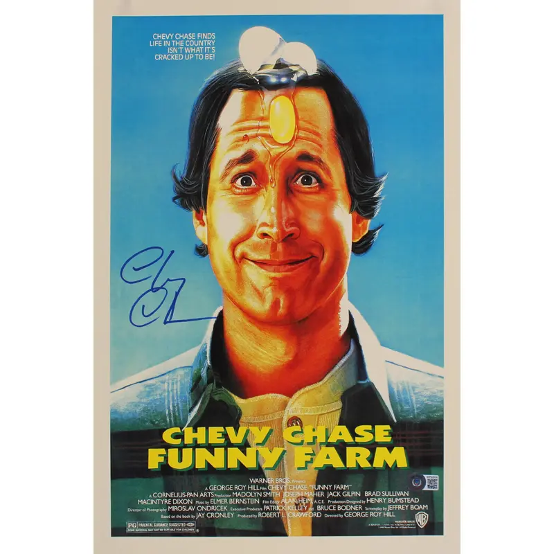 Chevy Chase Funny Farm Authentic Signed 12x18 Mini Movie Poster BAS Wit #WP62036