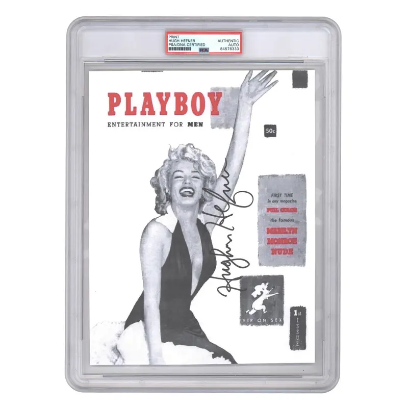Hugh Hefner Signed First Playboy Magazine Cover Marilyn Monroe Photo PSA DNA