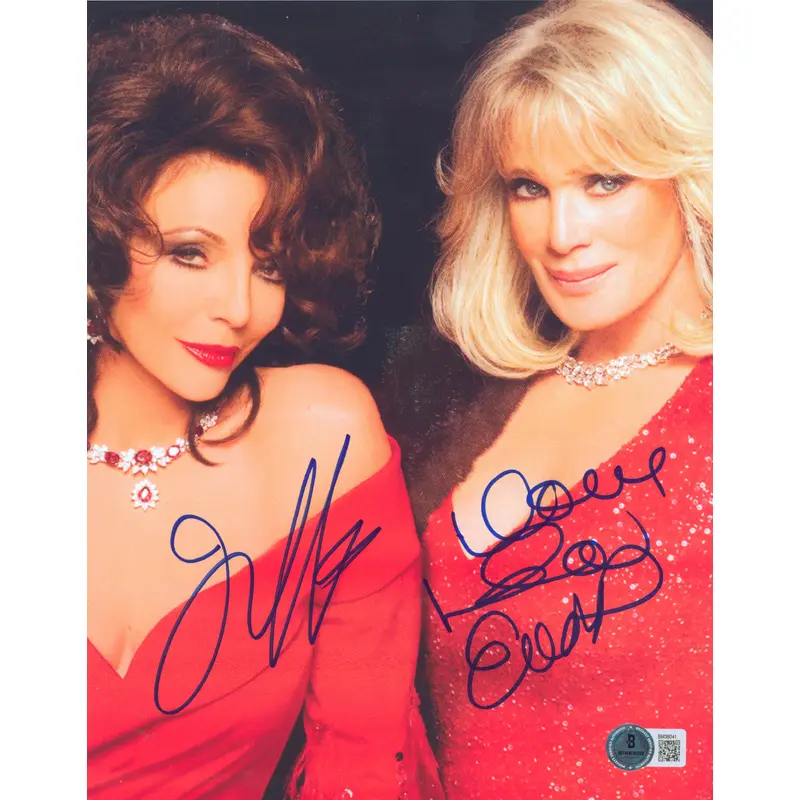 Joan Collins & Linda Evans Dynasty Authentic Signed 8x10 Photo BAS #BM38041