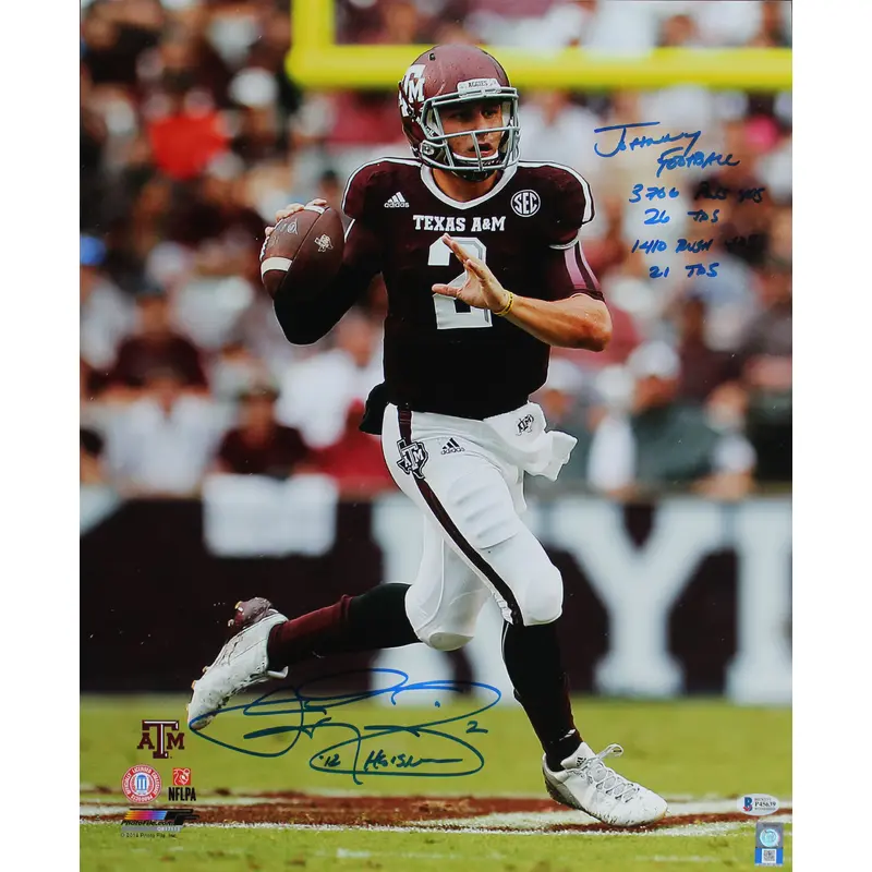 Texas A&M Johnny Manziel '6x Insc" Signed 16x20 Photo BAS Witnessed #P45639