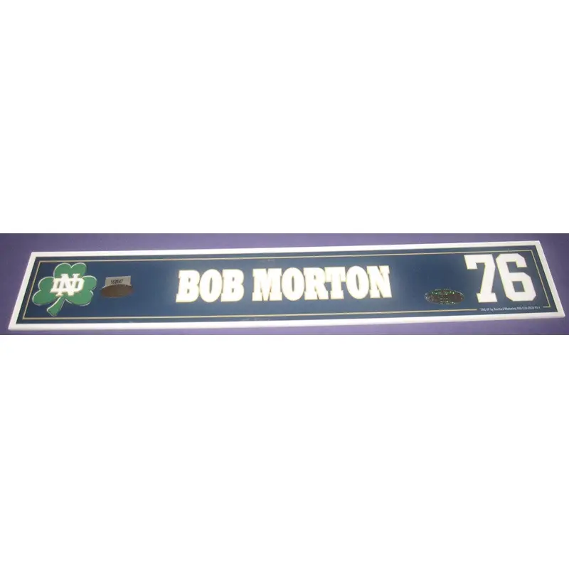 Bob Morton #76 Notre Dame Football Game Used Locker Tag