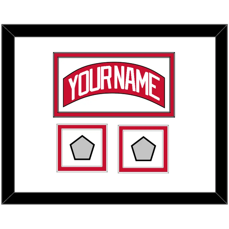 Detroit Nameplate & 2 Stanley Cup Finals Patch - Home Red (2007-2017) - Double Mat 1