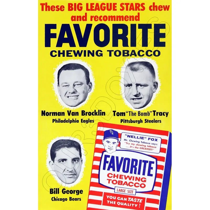 1950's Favorite Tobacco Store Counter Standup Sign - Van Brocklin Tracy George - 2979