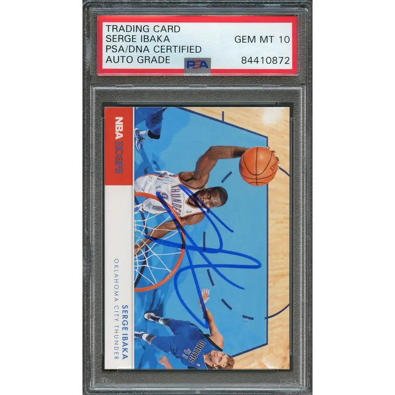 2012-13 NBA Hoops #17 Serge Ibaka Signed Card AUTO 10 PSA Slabbed
