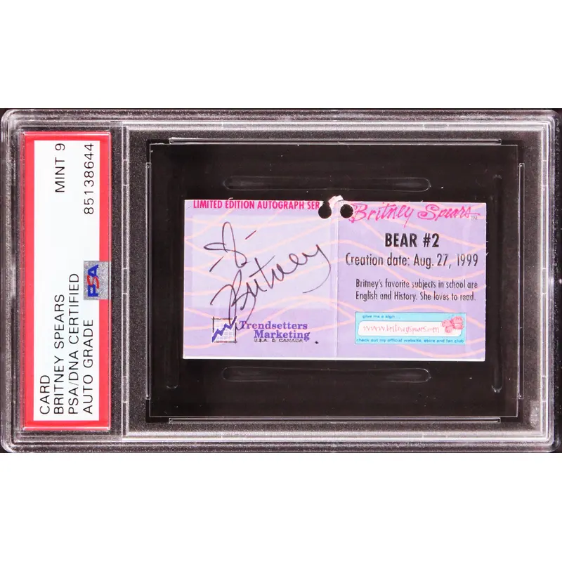 Britney Spears Signed 1.5x3 LE Auto Series Card #37/500 Auto  9! PSA Slabbed