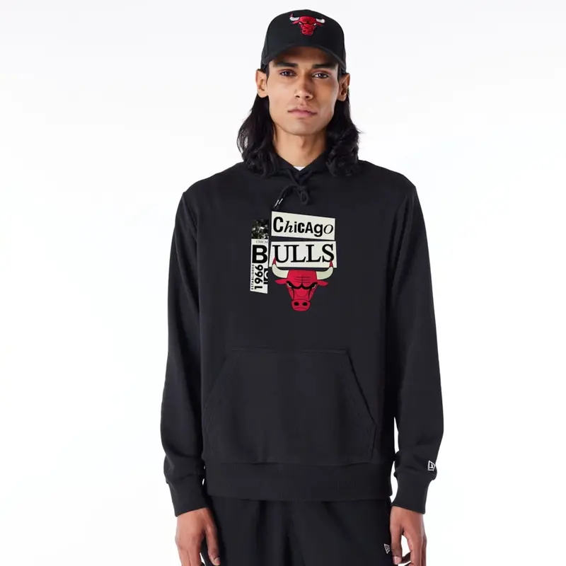 Chicago Bulls Newspaper Graphic Black Pullover Hoodie